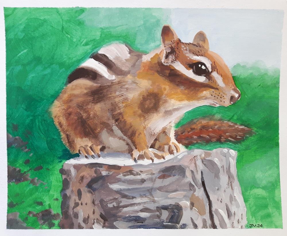 chipmunk in gouache