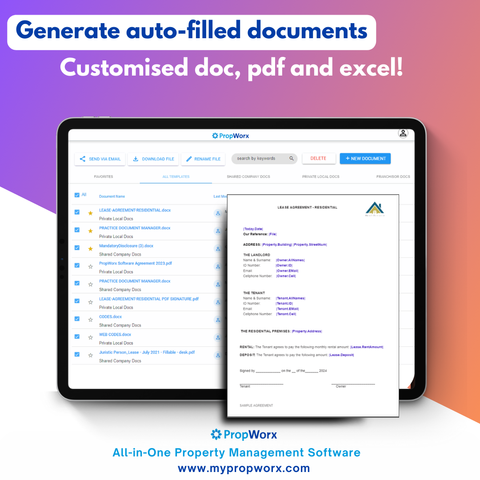 lease agreements property management estate agents auto fill generate