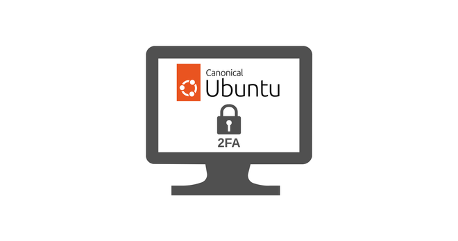 Ubuntu logo inside of a Desktop screen with a 2FA padlock under it