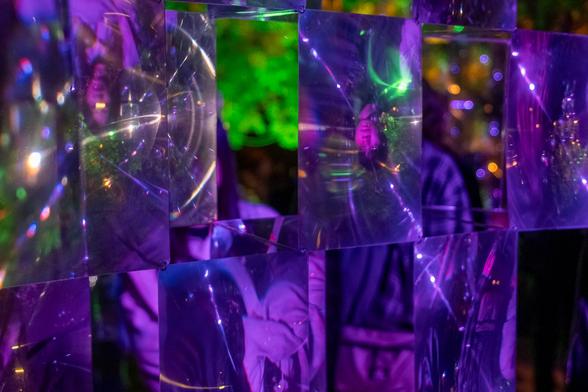 up close view of a reflection in the Fresnel lens
