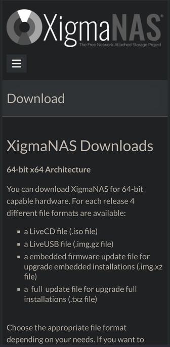 Xigma NAS screen Capture of the linked page 