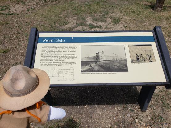 Ranger Sarah learns about the front gate of Fort Union