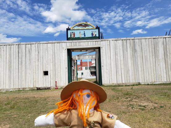 Ranger Sara at the front gate of Fort Union Trading Post.