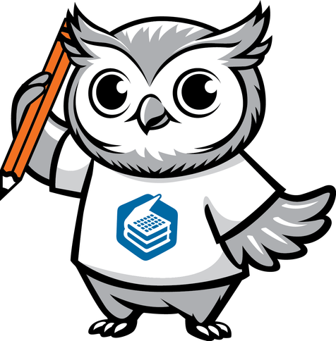 LibreTexts mascot, Benny the owl, wearing a white LibreTexts shirt and holding a pencil in one wing. 