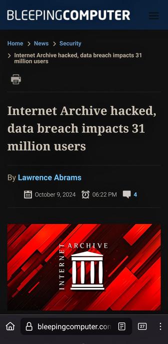 Screen cap of linked page bleeping computer 