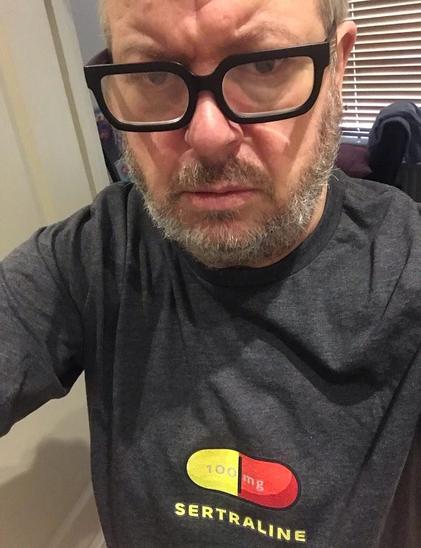 Selfie, wearing my Sertraline 100mg shirt.