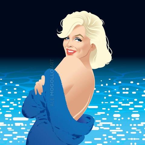 Ilustración digital de Marilyn Monroe en la película Something's Got to Give, dibujada por Alejandro Mogollo