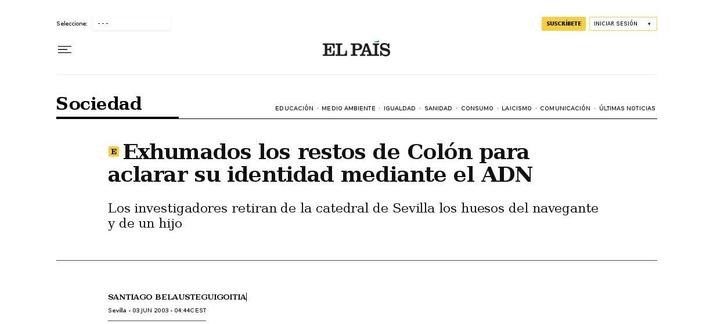 Columbus' remains exhumed
Headlines El País 2003 Jun.03