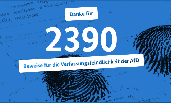 Scrennshot - Zähler der 2390 Beweise für die Verfassungsfeindlichkeit der AfD