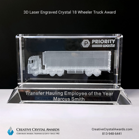 3d crystal semi truck award, 3d crystal 18 wheeler truck award, 3d crystal truck award, truck driver award, semi trailer truck crystal award, crystal 18 wheeler award, truck drive recognition award, crystal long haul truck award, 3d crystal award, corporate crystal award, crystal awards supplier USA, USA crystal awards – Creative Crystal Awards USA