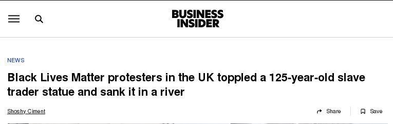 Black Lives Matter toppled slave trader statue
Headlines 2020 Jun.07