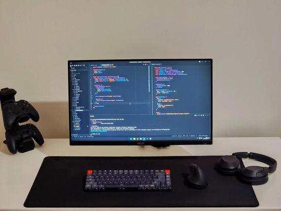 A computer with programming code