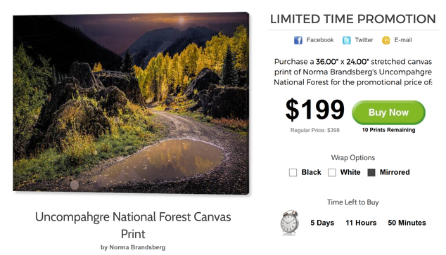 Limited time canvas print promotion of a Colorado back road at sunset!

https://fineartamerica.com/weeklypromotion.html?promotionid=285252

#colorado #salepromotion #canvassale #sale #autumn #aspentrees @nbrandsberg@socel.net #photography #autumn #uncompahgre #nationalforest 