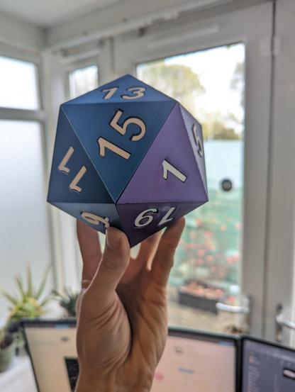 Giant D20 dice box from Mystic Pigeon Gaming