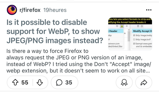 Post Reddit Is it possible to disable support for WebP, to show JPEG/PNG images instead? 