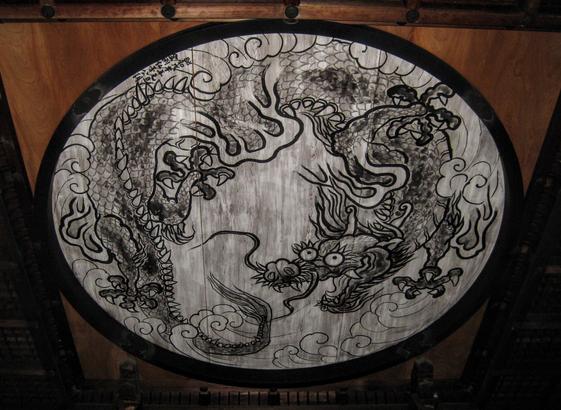 Many zen temples have ceilings painted with dragons (a protective guardian from fire and other misfortunes).