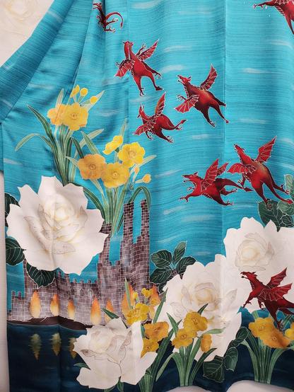 Dragons on a Wales inspired kimono.