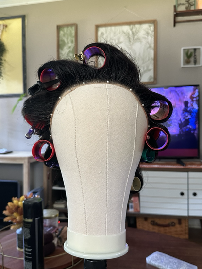 Front of wig with Page boy roller set