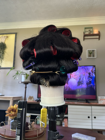 Back of wig with Page boy roller set