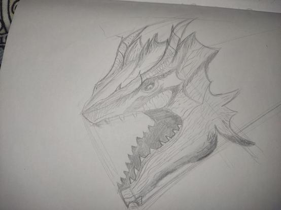 Drawing of a dragon head