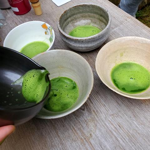 Matcha being prepared amongst the tea fields.