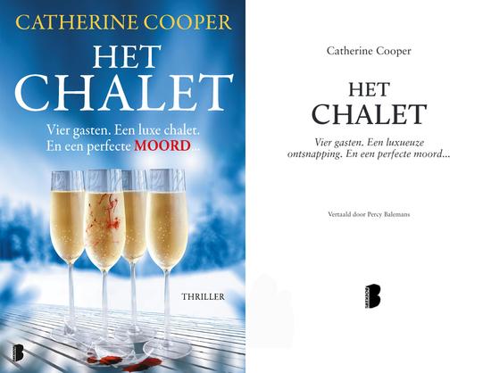 Book cover: four glasses of champagne on a table outside against a snowy landscape, one glas has blood spatters on it and there are shards of glass on the table.