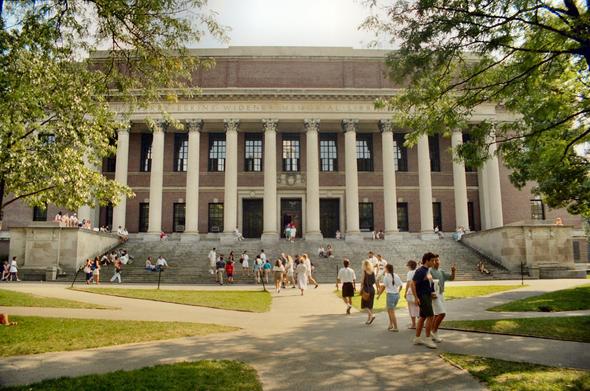 The Widener Library at Harvard University in early autumn
