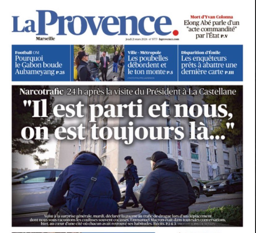 Une de la Provence 2 mars 2024: "Il est parti et nous, on est toujours là" 