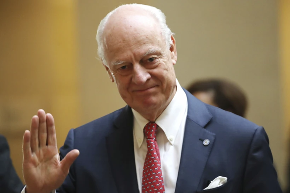 United Nations Special Envoy for Syria Staffan de Mistura attends a meeting at the European headquarters of the United Nations in Geneva, Switzerland, Dec. 18, 2018