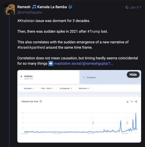screenshot of post from https://mastodon.social/@rameshgupta/111698808601414316