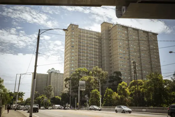 The existing tower blocks of Flemington Public Housing Estate 