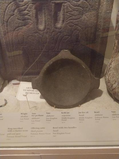 Kohl jar

serpentine

Middle Kingdom

Period

Bowl with two handles

New Kingdom. Period