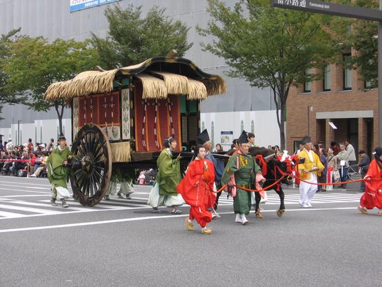Participants dress in period costumes for the Jidai Matsuri. The festival celebrates over a thousand years of Kyoto history. Actors play famous historical figures, and it is the perfect chance to see clothing worn from centuries past.