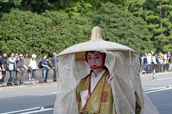 Participants dress in period costumes for the Jidai Matsuri. The festival celebrates over a thousand years of Kyoto history. Actors play famous historical figures, and it is the perfect chance to see clothing worn from centuries past.