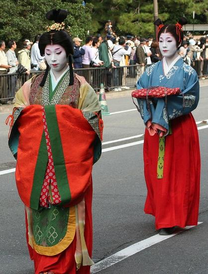Costumed participants in the Jidai Matsuri parade.