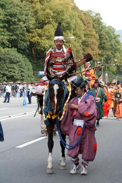 Costumed participants in the Jidai Matsuri parade.