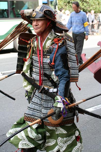 Participants of the Jidai Matsuri dressing in costume for the parade.