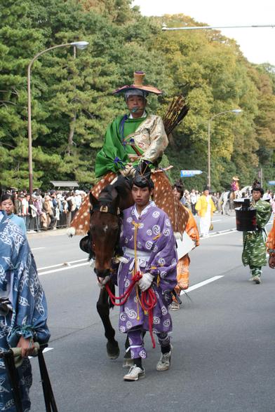 Participants of the Jidai Matsuri dressing in costume for the parade.