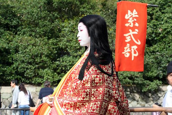 Participants of the Jidai Matsuri dressing in costume for the parade.