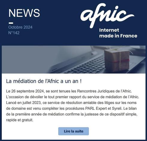 Newsletter Afnic Octobre 2024 - n°142