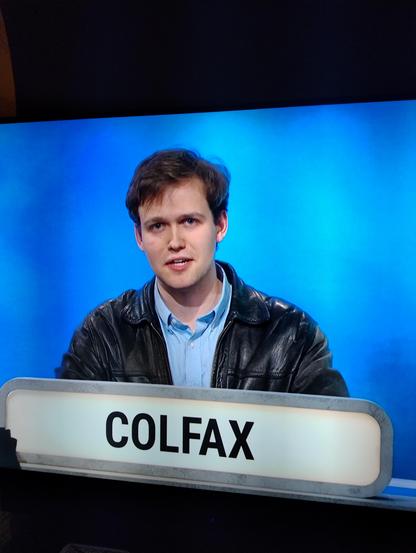 Photo of university challenge quiz show contestant called Schuyler Colfax 