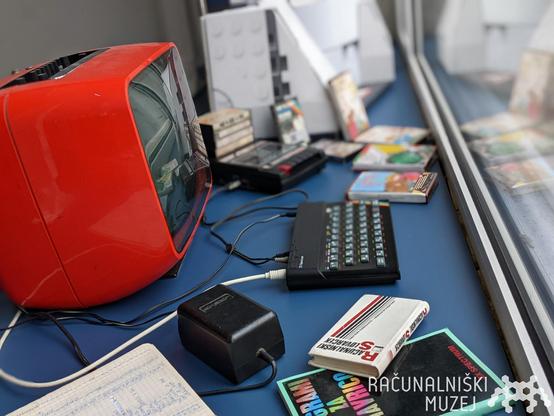 Sinclair ZX Spectrum with a retro red TV