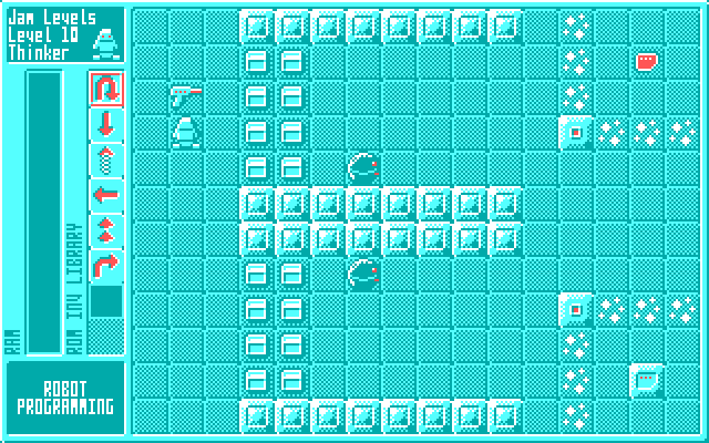 A level with plenty of crates between the robot and its objective. A level with plenty of crates between the robot and its objective.