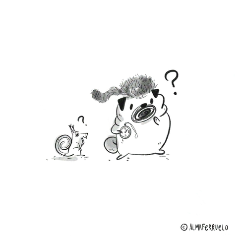 Cartoon of a pug