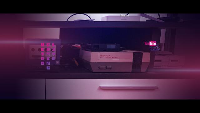 It's a banner showing my consoles, with an OSSC on top of my NES for video upscaling. It shows youtube and twitch logo and 'Retro gaming live'.