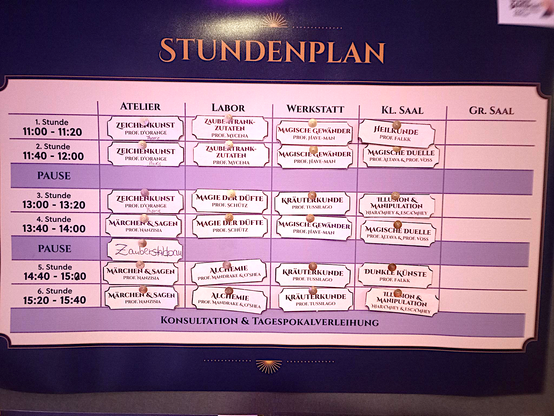 Stundenplan Magische Akademie