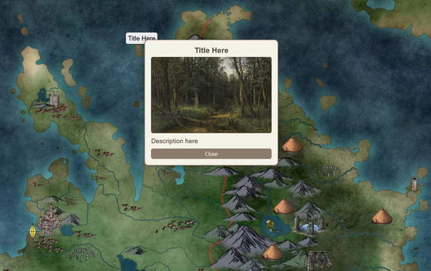An example of a map with a location you can click to bring up more information.