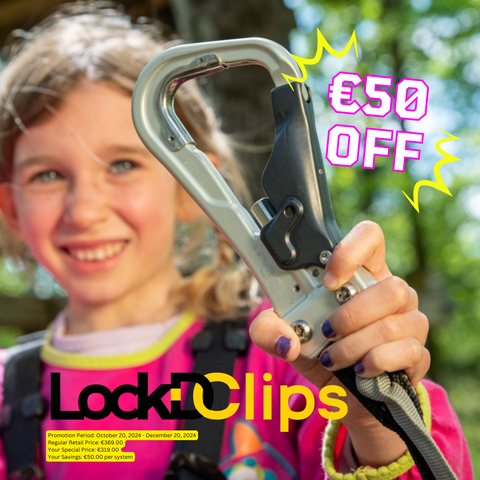 LockD Clips Swivel provides a streamlined, always-locked smart belay system, ensuring maximum safety for adventure course operators and participants.