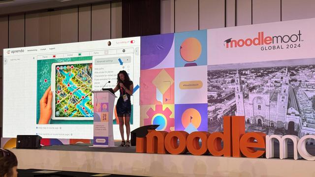 Judith Birke presenting learning map of student challenge at Moodle #MootGlobal24