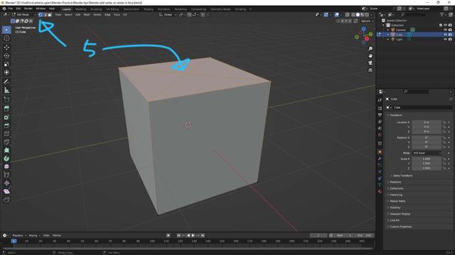 Blender add vertex to center of face
